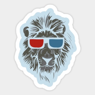 Lion Face wearing Stereoscopic 3D Glasses Sticker